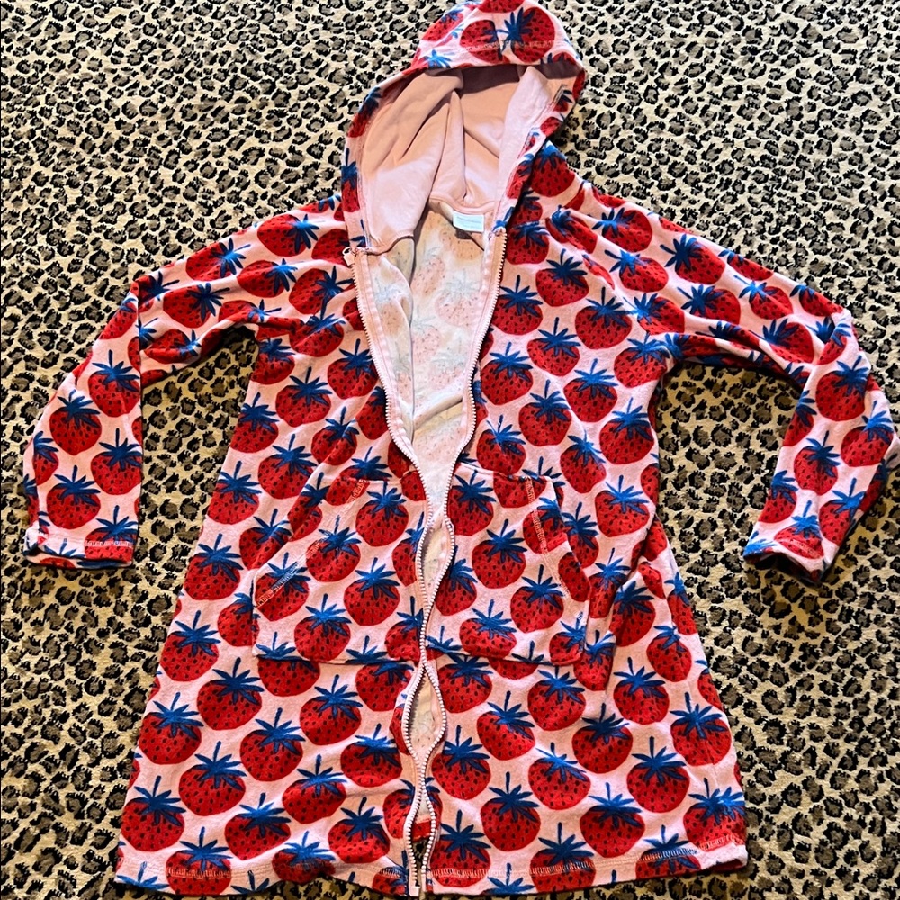 Hanna Andersson Girls' size 150/12  Strawberry Hooded swim coverup